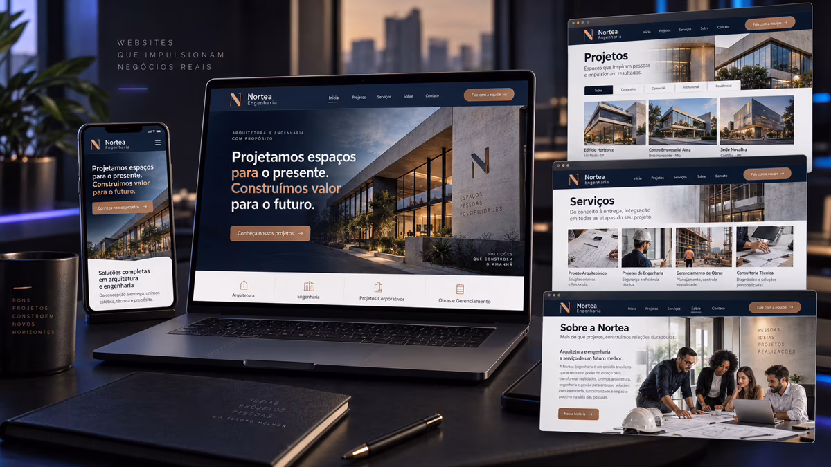 Nortea Engenharia — Sitio empresarial de ingeniería con proyectos y páginas internas