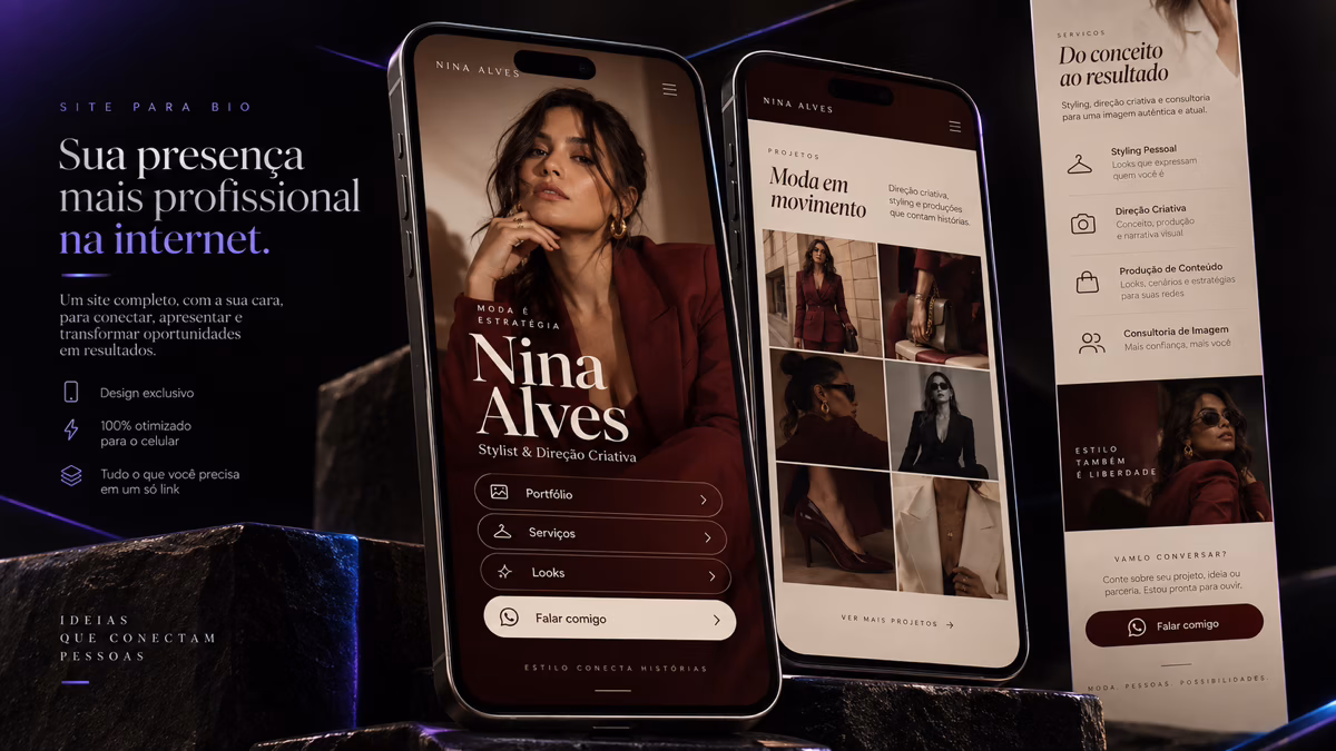 Nina Alves — Sitio para Bio de estilista con portafolio, servicios y contacto